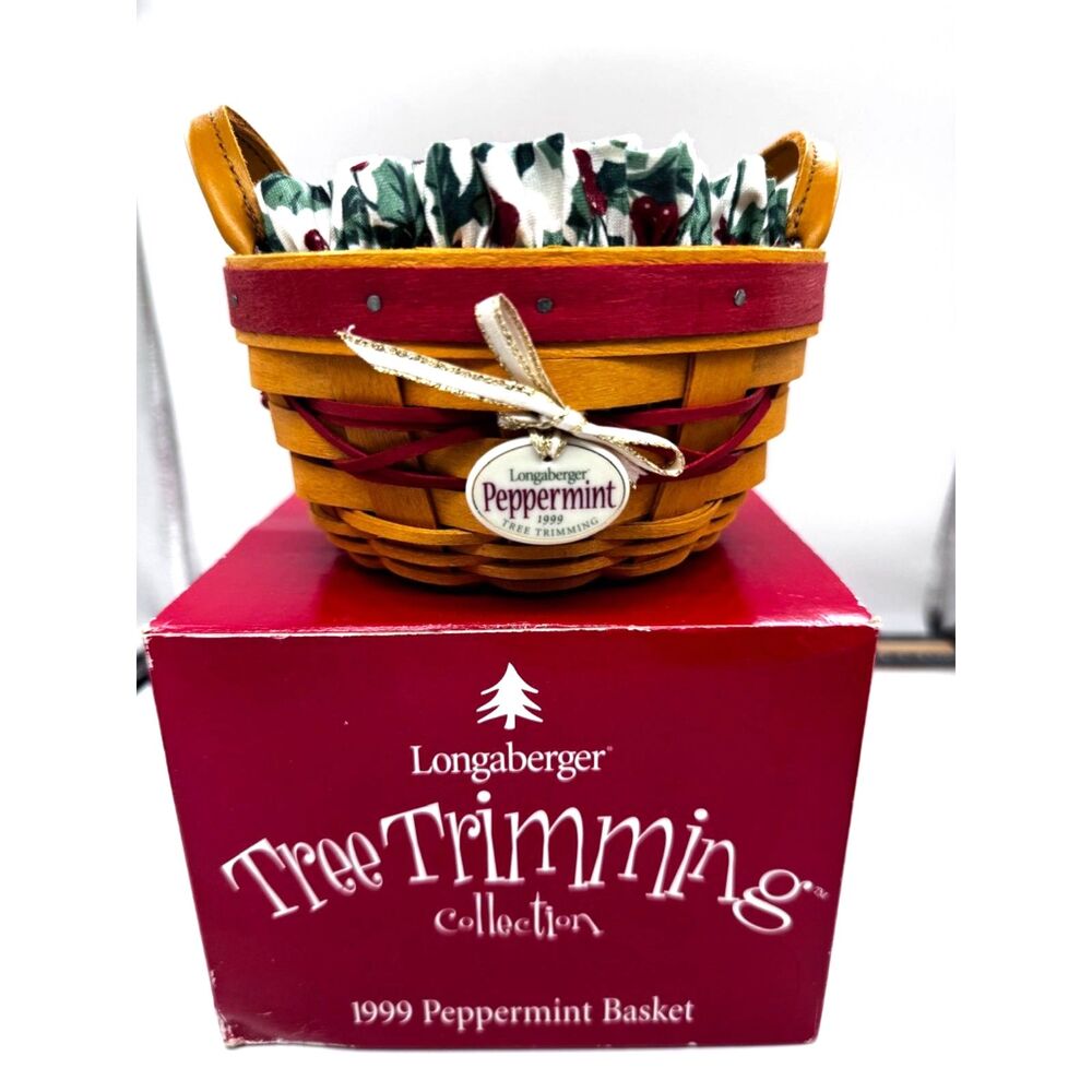 Longaberger Tree Trimming Collection 1999 Mini Basket Peppermint